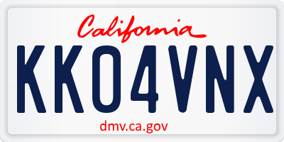 CA license plate KK04VNX