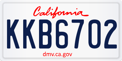 CA license plate KKB6702