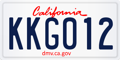 CA license plate KKG012