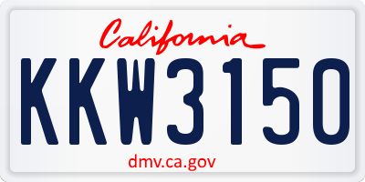 CA license plate KKW3150