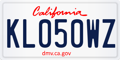 CA license plate KL050WZ