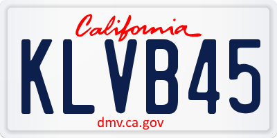 CA license plate KLVB45