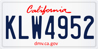 CA license plate KLW4952