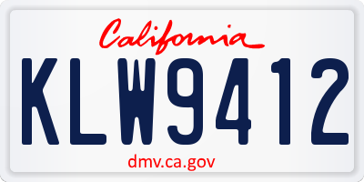 CA license plate KLW9412