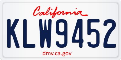 CA license plate KLW9452