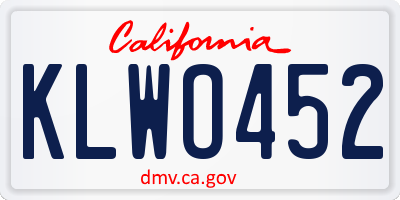 CA license plate KLWO452