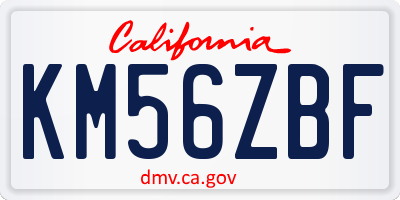 CA license plate KM56ZBF