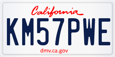 CA license plate KM57PWE