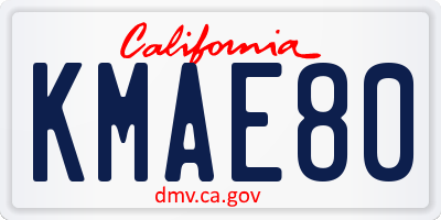 CA license plate KMAE80