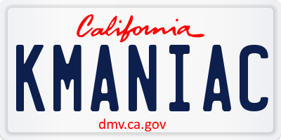 CA license plate KMANIAC