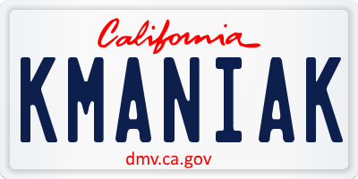 CA license plate KMANIAK