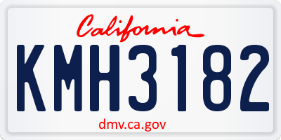 CA license plate KMH3182