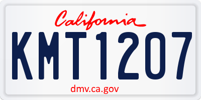 CA license plate KMT1207