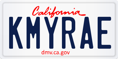 CA license plate KMYRAE