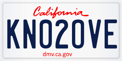 CA license plate KN02OVE