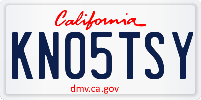 CA license plate KN05TSY