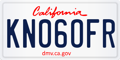 CA license plate KN06OFR