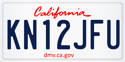 CA license plate KN12JFU