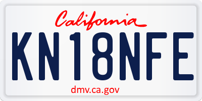 CA license plate KN18NFE