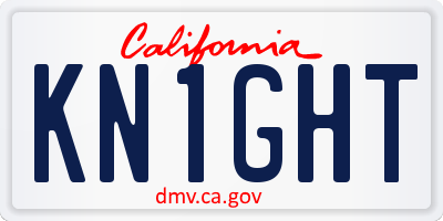 CA license plate KN1GHT