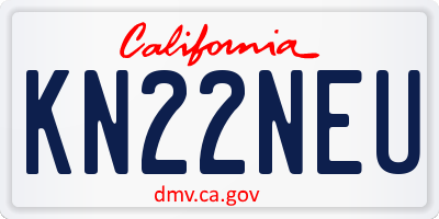 CA license plate KN22NEU