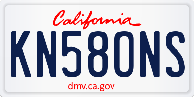 CA license plate KN58ONS