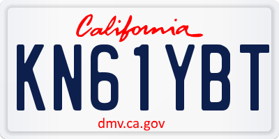 CA license plate KN61YBT