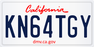 CA license plate KN64TGY