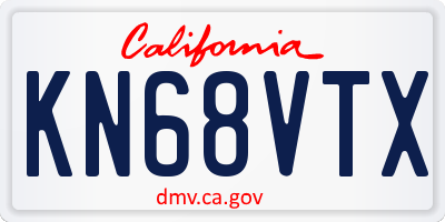 CA license plate KN68VTX