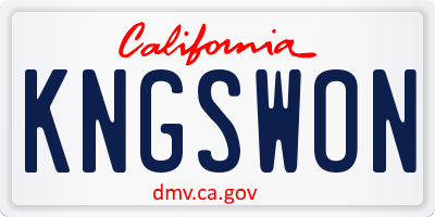 CA license plate KNGSWON
