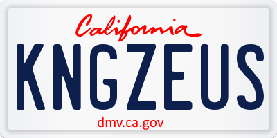 CA license plate KNGZEUS