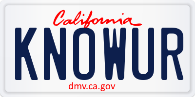 CA license plate KNOWUR