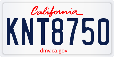 CA license plate KNT8750