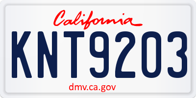 CA license plate KNT9203