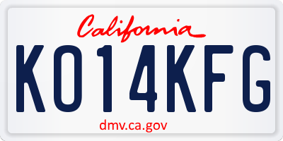 CA license plate KO14KFG