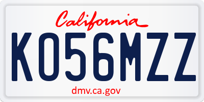 CA license plate KO56MZZ