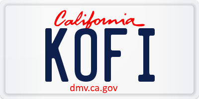 CA license plate KOFI