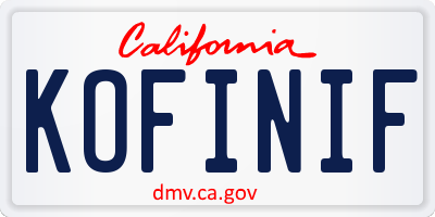 CA license plate KOFINIF