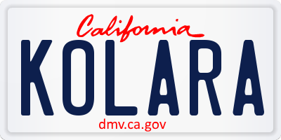 CA license plate KOLARA