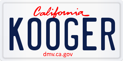 CA license plate KOOGER