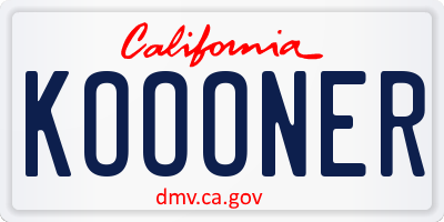 CA license plate KOOONER