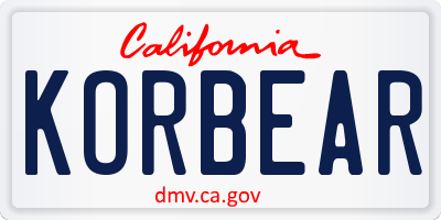 CA license plate KORBEAR