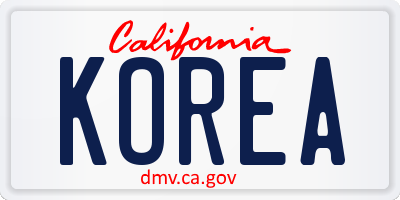 CA license plate KOREA