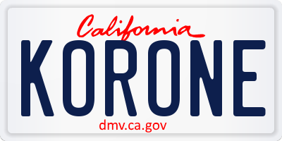 CA license plate KORONE