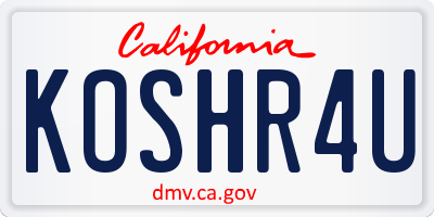 CA license plate KOSHR4U