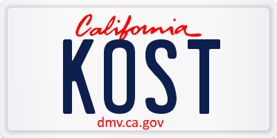 CA license plate KOST