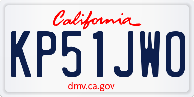 CA license plate KP51JWO