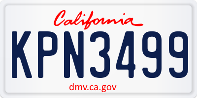 CA license plate KPN3499