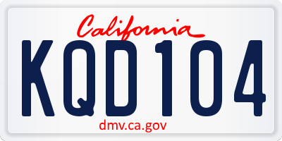 CA license plate KQD104
