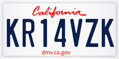 CA license plate KR14VZK